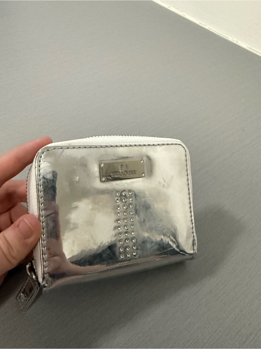 Swarovski Silver Zip Around Wallet – Compact Card Holder